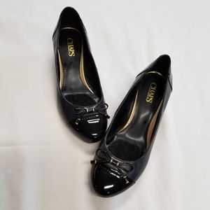 Chaps Black Patent Leather Wedge Shoes - NWOT